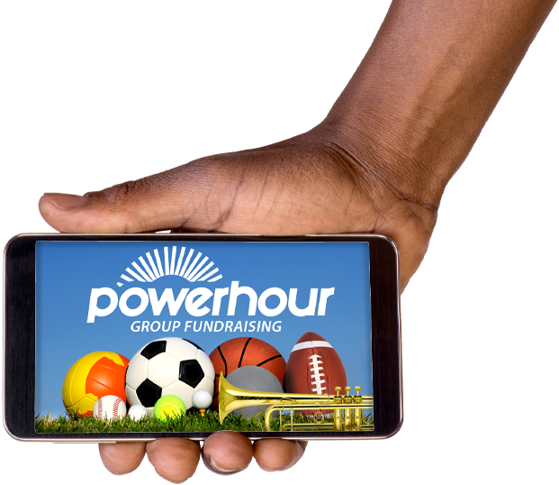 link image of mobile phone for Powerhour fundraising